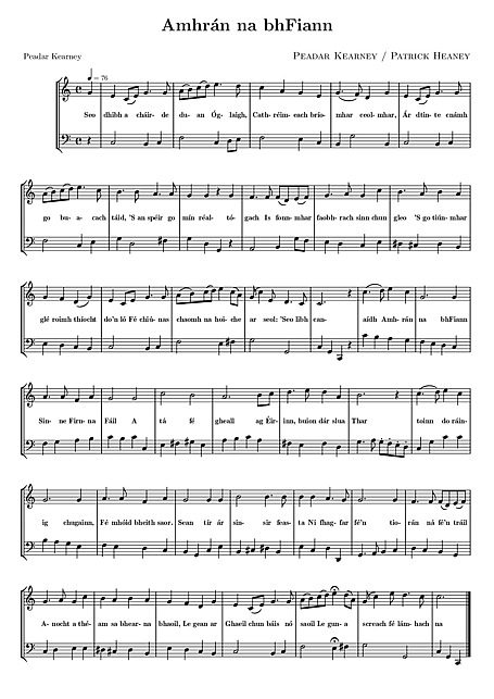 Amhrán na bhFiann Irish (Gaeilge) lyrics Gesang, Klavier Noten